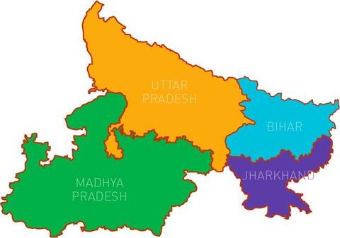 Major Hindi speaking states of North India